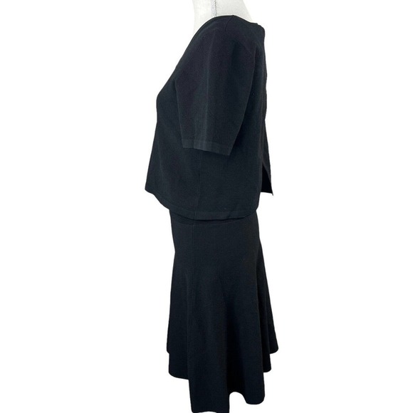 Sandro Paris Black Short Sleeve Dress Size 3 40 US 8 Overlay Stretchy - Picture 10 of 14